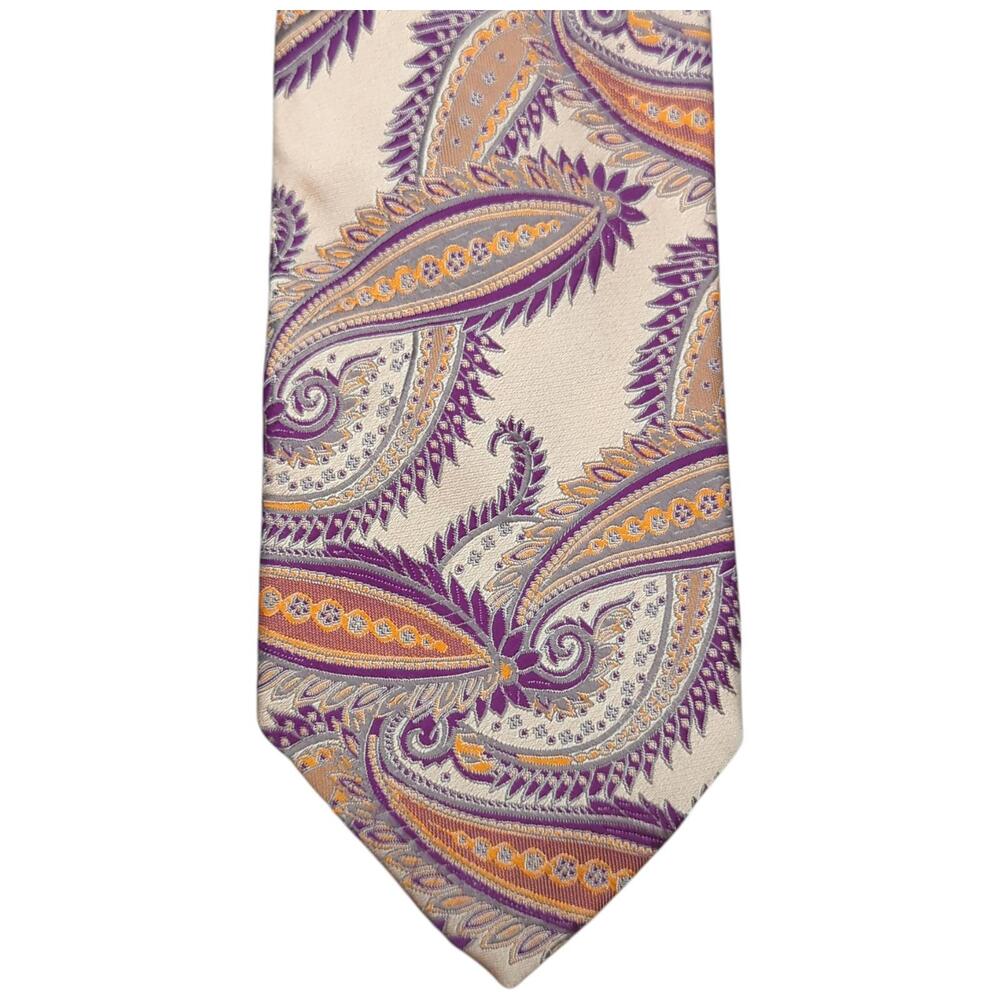 Robert Talbott Silk Tie‎ Paisley Cream Best Of Class Nordstrom 60.75"x3.25" USA - Picture 2 of 9